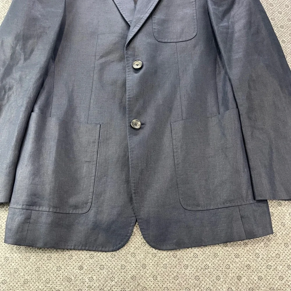 Banana Republic Mens Navy Blue 100% Linen 2-Button Blazer Sport Coat 40R